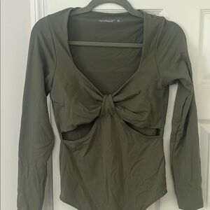 Abercrombie & Fitch Green Cut Out Tie Front Bodysuit